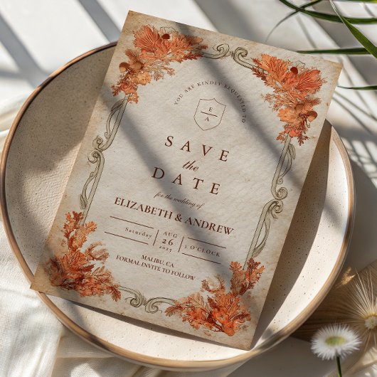 Rustikale Herbst-Blumenhochzeit Save The Date