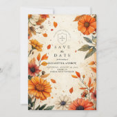 Rustikale Herbst-Blumenhochzeit Save The Date (Vorderseite)