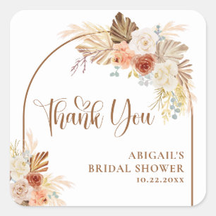 Rustikale Herbst-Boho-Torbogen-Bridal-Shower mit P Quadratischer Aufkleber