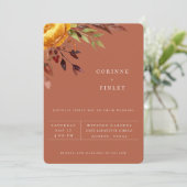Rustikale Herbst-Bouquet-Rust-Hochzeit Einladung (Stehend Vorderseite)