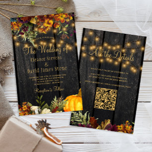 Rustikale Herbst-Budget-Hochzeitseinladung in eine