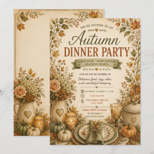 Rustikale Herbst-Dinnerparty auf dem Bauernhof Einladung