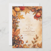 Rustikale Herbst-Ernte-Hochzeit Save The Date (Vorderseite)