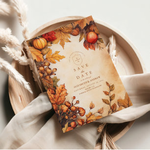 Rustikale Herbst-Ernte-Hochzeit Save The Date
