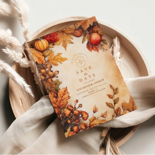 Rustikale Herbst-Ernte-Hochzeit Save The Date
