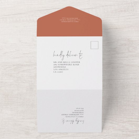 Rustikale Herbst-Florals-Script-Hochzeit All In One Einladung (Außenbereich)