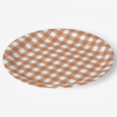 Rustikale Herbst-Gingham-Dinnerparty Pappteller (Schrägansicht)