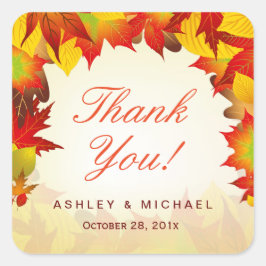 Rustikale Herbst-Gold-Ahorn-Herbstlaube | Danke Quadratischer Aufkleber