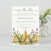 Rustikale Herbst-Herbst-Hochzeit speichern das Dat Einladung (Stehend Vorderseite)