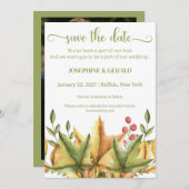 Rustikale Herbst-Herbst-Hochzeit speichern das Dat Einladung (Vorne/Hinten)