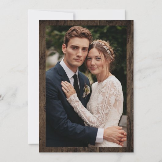 Rustikale Herbst-Herbsthochzeit rettet das Datum Einladung (Rückseite)