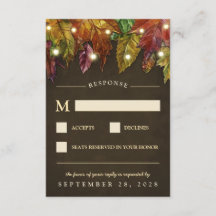 Rustikale Herbst-Herbstleaves Hochzeitskarten RSVP