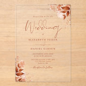 Rustikale Herbst-Hochzeit im Floral-Script-Stil Acryleinladungen (Vorderseite)