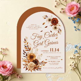 Rustikale Herbst-Hochzeit in Burnt Sienna und Beig Einladung