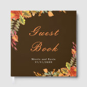 Rustikale Herbst-Hochzeit mit Laub Gästebuch (Vorderseite)