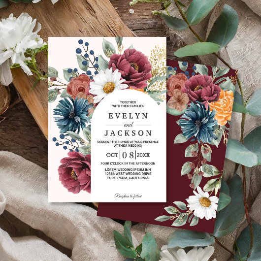 Rustikale Herbst-Hochzeit mit Sonnenblumen-Scheune Einladung