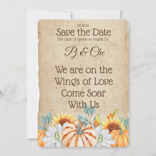 Rustikale Herbst-Hochzeit Save The Date (Vorderseite)