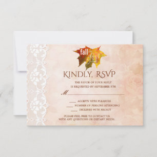Rustikale Herbst-Hochzeit - Verliebte Spitze RSVP Karte