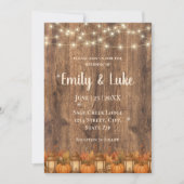 Rustikale Herbst-Hochzeitseinladung mit Lichterket Einladung (Vorderseite)