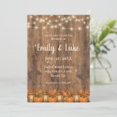 Rustikale Herbst-Hochzeitseinladung mit Lichterket Einladung (Stehend Vorderseite)