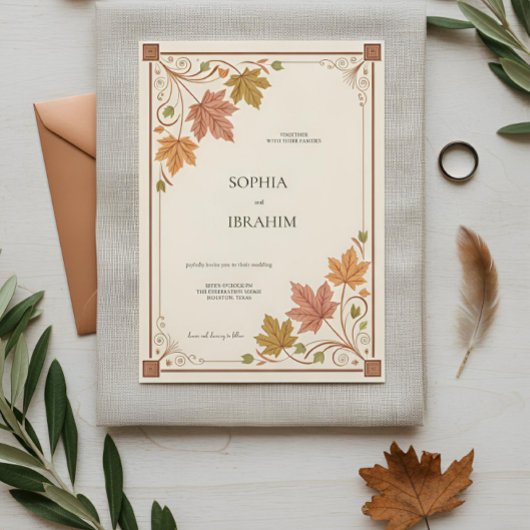 Rustikale Herbst-Hochzeitseinladungsvorlage Einladung