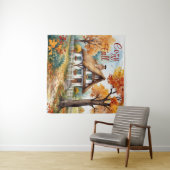 Rustikale Herbst-Hütte-Blätter Wandteppich (Beispiel (Horizontal))