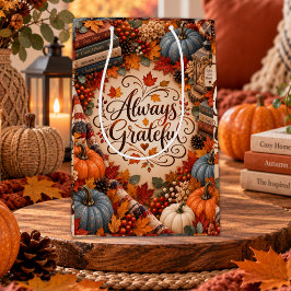 Rustikale Herbst-Illustration mit Kürbissen und Da Mittlere Geschenktüte