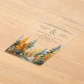 Rustikale Herbst-Kiefernbäume-Hochzeit Acryleinladungen (Ablage )