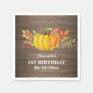 Rustikale Herbst-Kürbis-Geburtstagsfeier Serviette