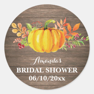 Rustikale Herbst-Kürbis-Hochzeitsdusche-Dankeschön Runder Aufkleber