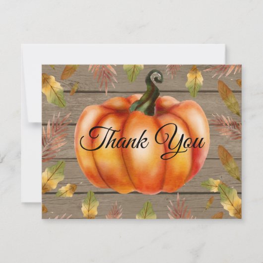 Rustikale Herbst-Kürbis-Orange-Dankeskarten Dankeskarte (Vorderseite)
