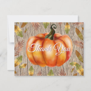 Rustikale Herbst-Kürbis-Orange-Dankeskarten Dankeskarte