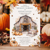 Rustikale Herbst-Kürbis-Scheunen-Hochzeit Einladung