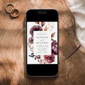 Rustikale Herbst-Marsala-Blumenzange Einladung