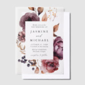 Rustikale Herbst-Marsala-Blumenzange Pergament Einladungen (Versetzt)