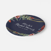 Rustikale Herbst Marsala Floral Navy Blue Gold Hoc Pappteller (Schrägansicht)