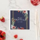 Rustikale Herbst Marsala Floral Navy Blue Gold Hoc Serviette (Beispiel)