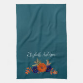 Rustikale Herbst-Orange-Navy-Blau-Blumen Geschirrtuch (Vertikal)