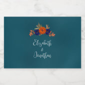 Rustikale Herbst-Orangenblauer Blumenhochzeit Alkoholflaschenetikett (Einzelnes Label)