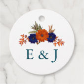 Rustikale Herbst-Orangenblauer Blumenhochzeit Geschenkanhänger (Vorderseite)