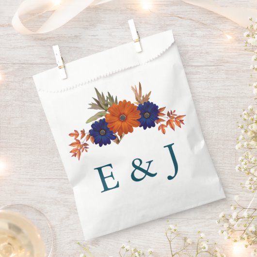 Rustikale Herbst-Orangenblauer Blumenhochzeit Geschenktütchen (Ausgeschnitten)
