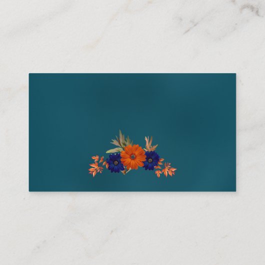 Rustikale Herbst-Orangenblauer Blumenhochzeit Platzkarte (Rückseite)