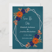 Rustikale Herbst-Orangenblauer Blumenhochzeit Save The Date (Vorderseite)