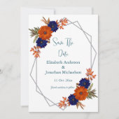 Rustikale Herbst-Orangenblauer Blumenhochzeit Save The Date (Vorderseite)