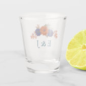 Rustikale Herbst-Orangenblauer Blumenhochzeit Schnapsglas (Rückseite)