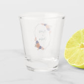 Rustikale Herbst-Orangenblauer Blumenhochzeit Schnapsglas (Rückseite)