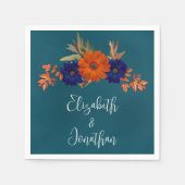 Rustikale Herbst-Orangenblauer Blumenhochzeit Serviette (Vorderseite)