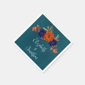 Rustikale Herbst-Orangenblauer Blumenhochzeit Serviette (Ecke)