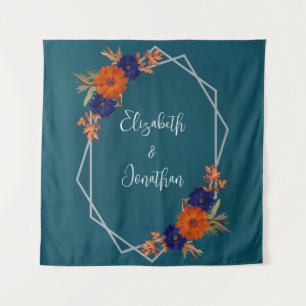 Rustikale Herbst-Orangenblauer Blumenhochzeit Wandteppich