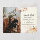 Rustikale Herbst-Orangenpumpen & Blume Ankündigungspostkarte (Vorderseite)